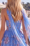 Yellow Strapless Tiered Floral A-Line Ruffle Short Homecoming Dress