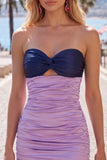 Red Orange Sweetheart Ruched Keyhole Bodycon Short Cocktail Dress