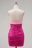 Red Orange Sweetheart Ruched Keyhole Bodycon Short Cocktail Dress