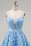 Sweetheart Pink A-Line 3D Floral Short Homecoming Dress with Lace Up Back