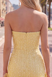 Strapless Blue Bodycon Pearls Cocktail Dress with 3D Flowers