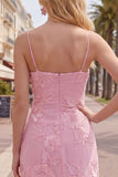 Yellow Bodycon Ruched Spaghetti Straps Floral Embroidery Homecoming Dress