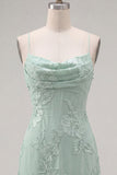 Yellow Bodycon Ruched Spaghetti Straps Floral Embroidery Homecoming Dress