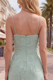 Yellow Bodycon Ruched Spaghetti Straps Floral Embroidery Homecoming Dress
