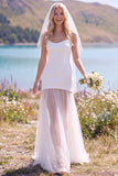 White Sheath Strapless Tulle Maxi Wedding Dress