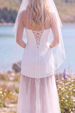 White Sheath Strapless Tulle Maxi Wedding Dress