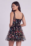 Ivory Corset A-Line Suqare Neck Short Graduation Dress with Embroidery