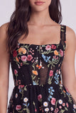 Ivory Floral Corset A-Line Square Neck Mini Graduation Dress