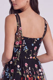 Ivory Floral Corset A-Line Square Neck Mini Graduation Dress