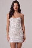Strapless Bodycon Corset Little White Dress with Sequins