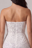 Strapless Bodycon Corset Little White Dress with Sequins