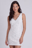 Ivory Bodycon V-Neck Floral Beaded Short Graduation Dress
