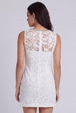 Ivory Bodycon V-Neck Floral Beaded Short Graduation Dress