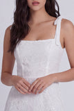 Ivory A-Line Square Neck Floral Mini Graduation Dress