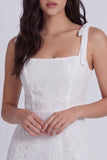 Ivory A-Line Bowed Straps Simple Mini Graduation Dress