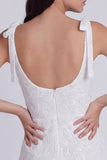 Ivory A-Line Square Neck Floral Mini Graduation Dress