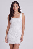 Bodycon Floral Square Neck Little White Dress