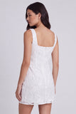 Bodycon Floral Square Neck Little White Dress