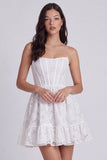 Strapless A-Line Floral Corset Little White Dress