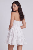 Strapless A-Line Floral Corset Little White Dress