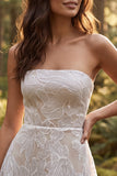 Ivory Strapless Floral A-Line Mini Bridal Shower Dress