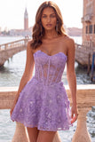 Pink Sheer Corset Floral A-Line Sweetheart Lace Up Back Cocktail Dress with Beading