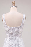 Ivory Square Neck Bodycon Sequins Homecoming Dress with 3D Flowers