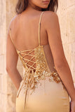 Dark Green Corset Bodycon Spaghetti Straps Floral Short Homecoming Dress with Lace Up Back
