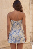 Sweetheart Red Corset Bodycon Floral Ruched Short Homecoming Dress
