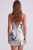 Black Sweetheart Floral Ruched Bodycon Short Coctail Dress