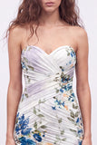 Black Sweetheart Floral Ruched Bodycon Short Coctail Dress