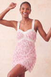 Brown Bodycon Sequins Fringed Short Cocktail Dress with Pearls