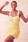 Brown Bodycon Sequins Fringed Short Cocktail Dress with Pearls