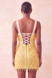 Brown Bodycon Sequins Fringed Short Cocktail Dress with Pearls