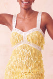 Brown Bodycon Sequins Fringed Short Cocktail Dress with Pearls