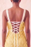Brown Bodycon Sequins Fringed Short Cocktail Dress with Pearls