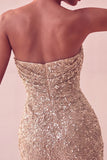 Sparkly Strapless Navy Bodycon Short Sequin Cocktail Dress
