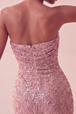Sparkly Strapless Navy Bodycon Short Sequin Cocktail Dress
