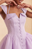 Mint Green A-Line Single Breasted Short Cocktail Dress with Cap Sleeves