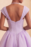 Mint Green A-Line Single Breasted Short Cocktail Dress with Cap Sleeves
