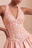 Sky Blue A-Line V-Neck Short Cocktail Dress