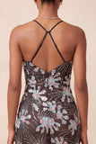 Black Bodycon Spaghetti Straps Sequins Floral Short Homecoming Dress with Slit