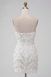 Ivory Sweetheart Short Bodycon Homecoming Dress with Sequins