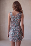 Black Bodycon Floral Ruched Short Homecoming Dress with Embroidery