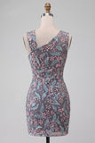 Black Bodycon Floral Ruched Short Homecoming Dress with Embroidery