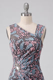 Black Bodycon Floral Ruched Short Homecoming Dress with Embroidery