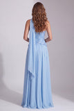 Sky Blue Strapless Sequin A-Line Formal Dress with Neck Scarf