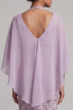 Halter Neck Lilac Bodycon Beaded Floral Midi Mother of the Bride Dress with Cape