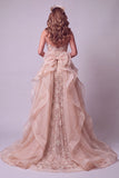Champagne Mermaid Spaghetti Straps Sequins Long Pageant Dress with Ruffle Train