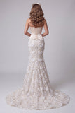 Ivory Strapless Mermaid Corset Sequins Long Pageant Dress with Lace Up Back